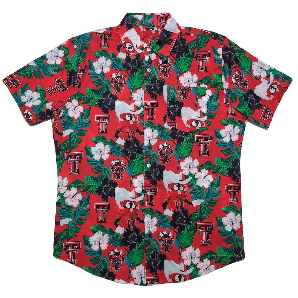 Forever Collectibles Texas Tech Red Raiders Hawaiian Shirt Mascot Medium M
